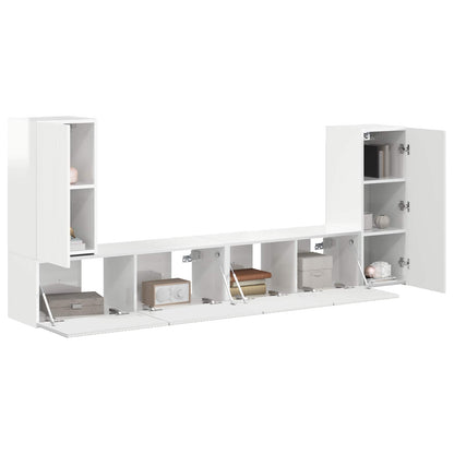 Set mobile TV 4 pcs Bianco Lucido Legno multistrato