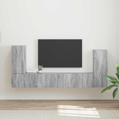 Set mobile TV 4 pcs Grigio Sonoma Legno multistrato