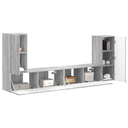 Set mobile TV 4 pcs Grigio Sonoma Legno multistrato