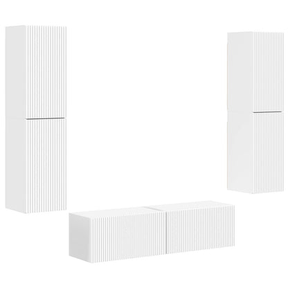 Set mobile TV 6 pcs Bianco Legno multistrato