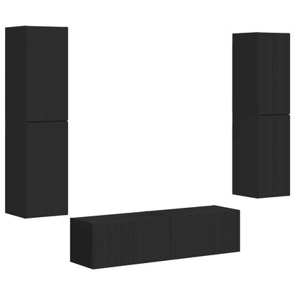 Set mobile TV 6 pcs Nero Legno multistrato