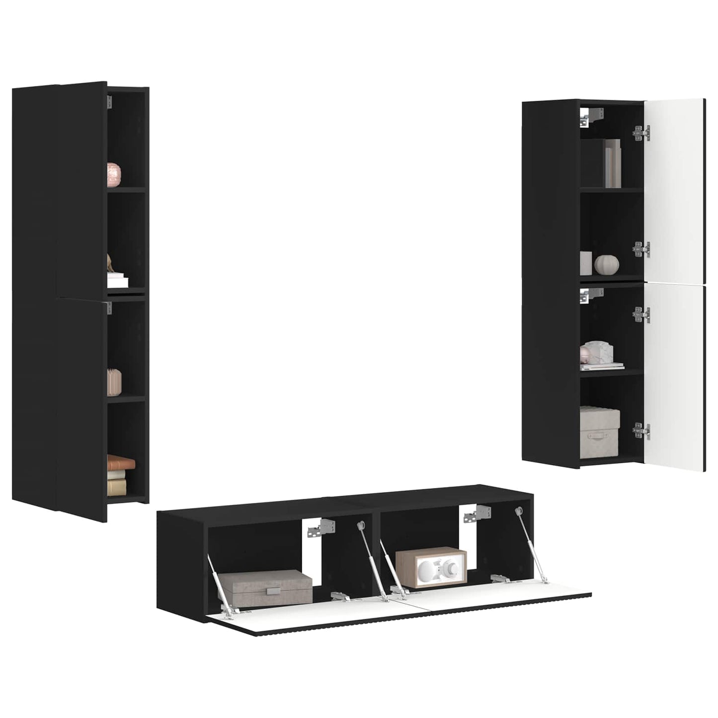 Set mobile TV 6 pcs Nero Legno multistrato