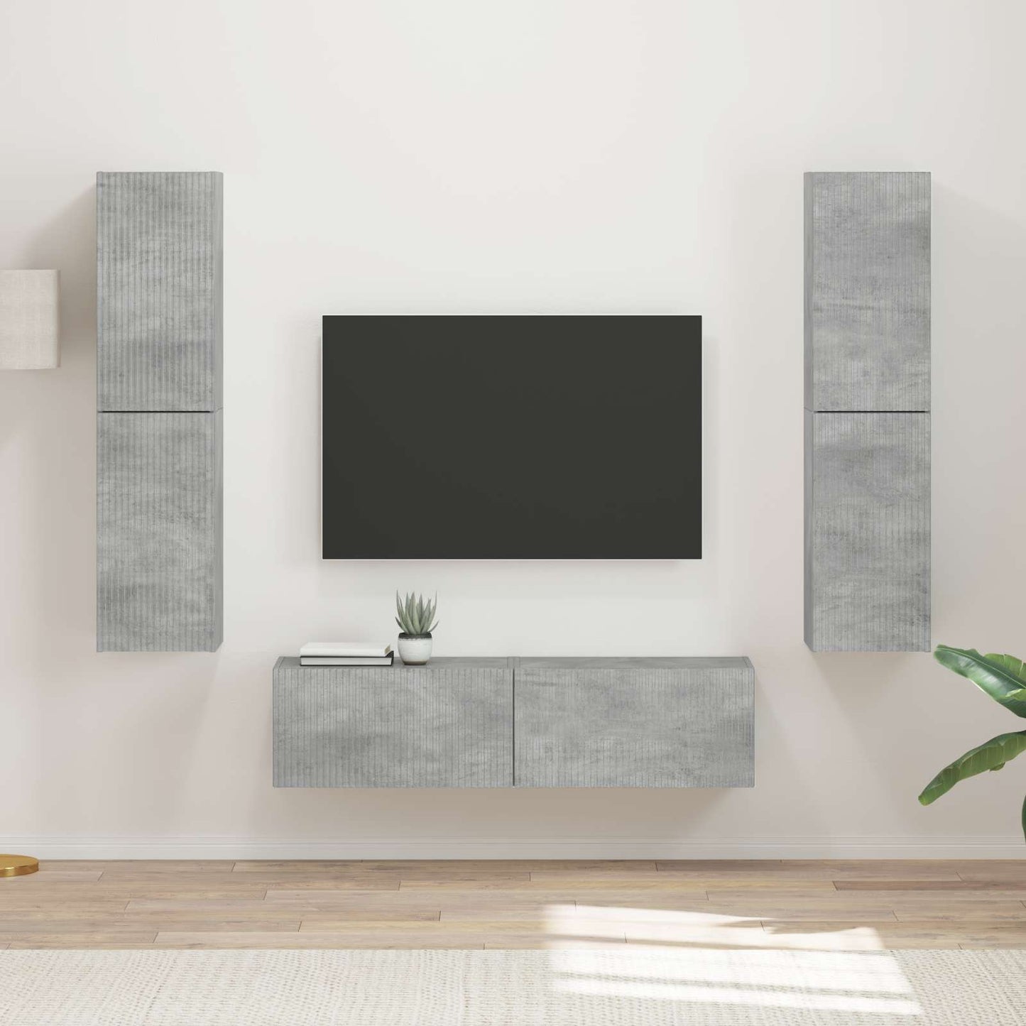 Set mobile TV 6 pcs Grigio cemento Legno multistrato