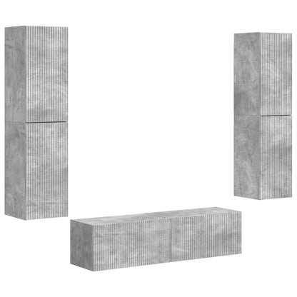 Set mobile TV 6 pcs Grigio cemento Legno multistrato