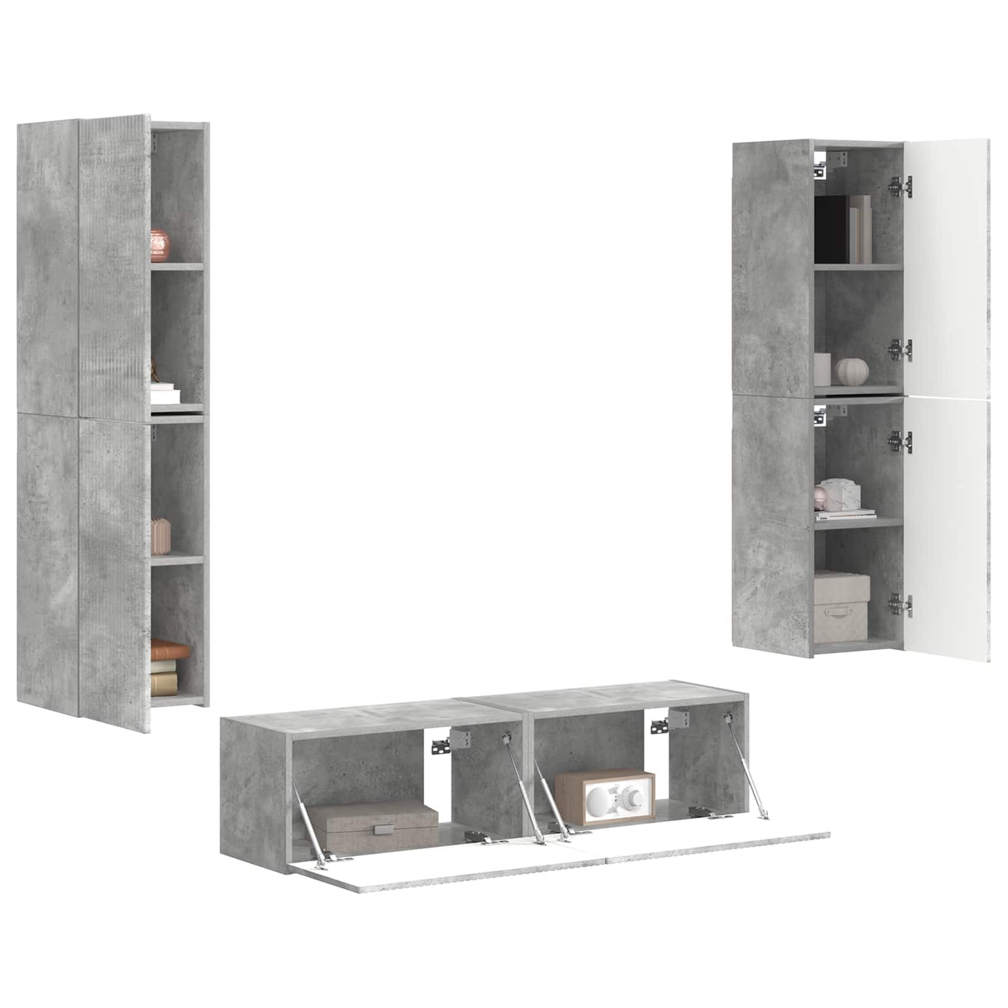 Set mobile TV 6 pcs Grigio cemento Legno multistrato