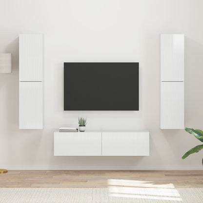 Set mobile TV 6 pcs Bianco Lucido Legno multistrato