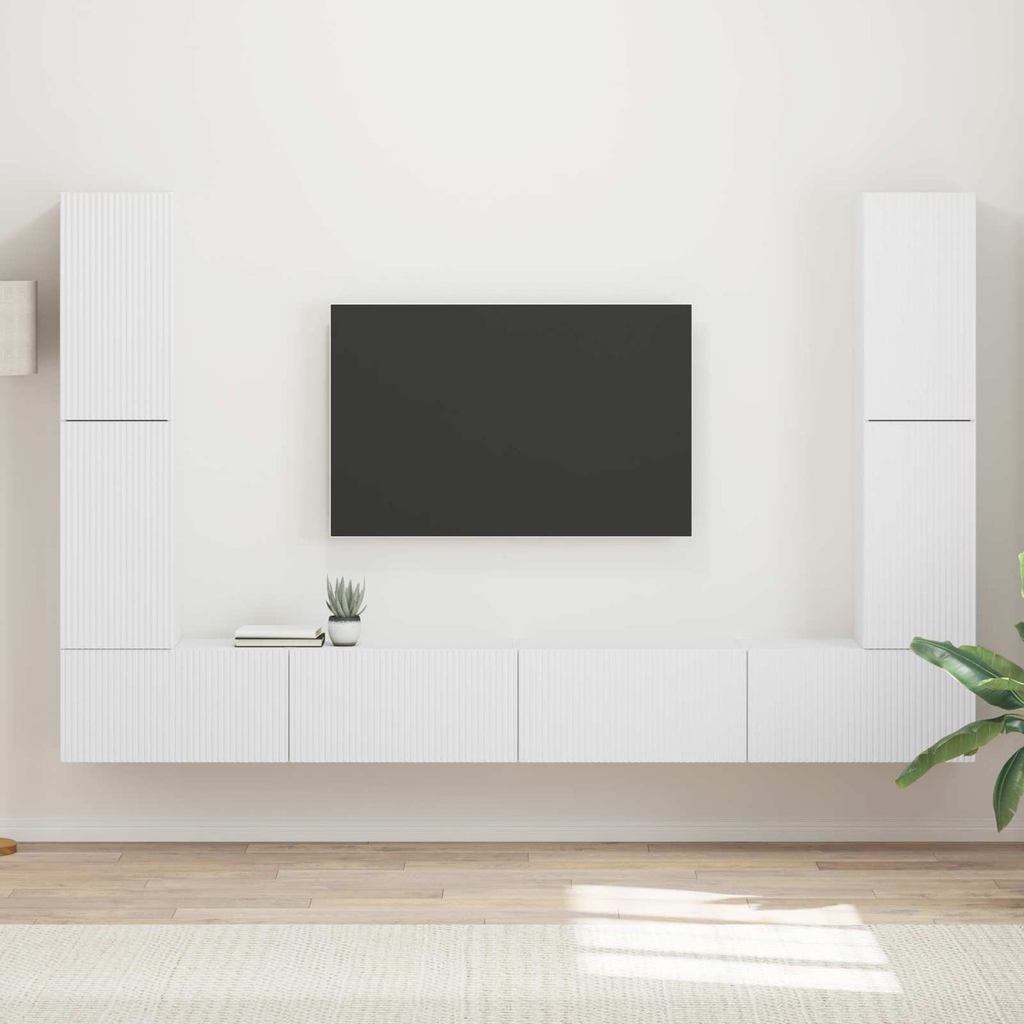 Set mobile TV 8 pcs Bianco Legno multistrato