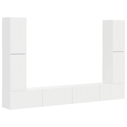 Set mobile TV 8 pcs Bianco Legno multistrato
