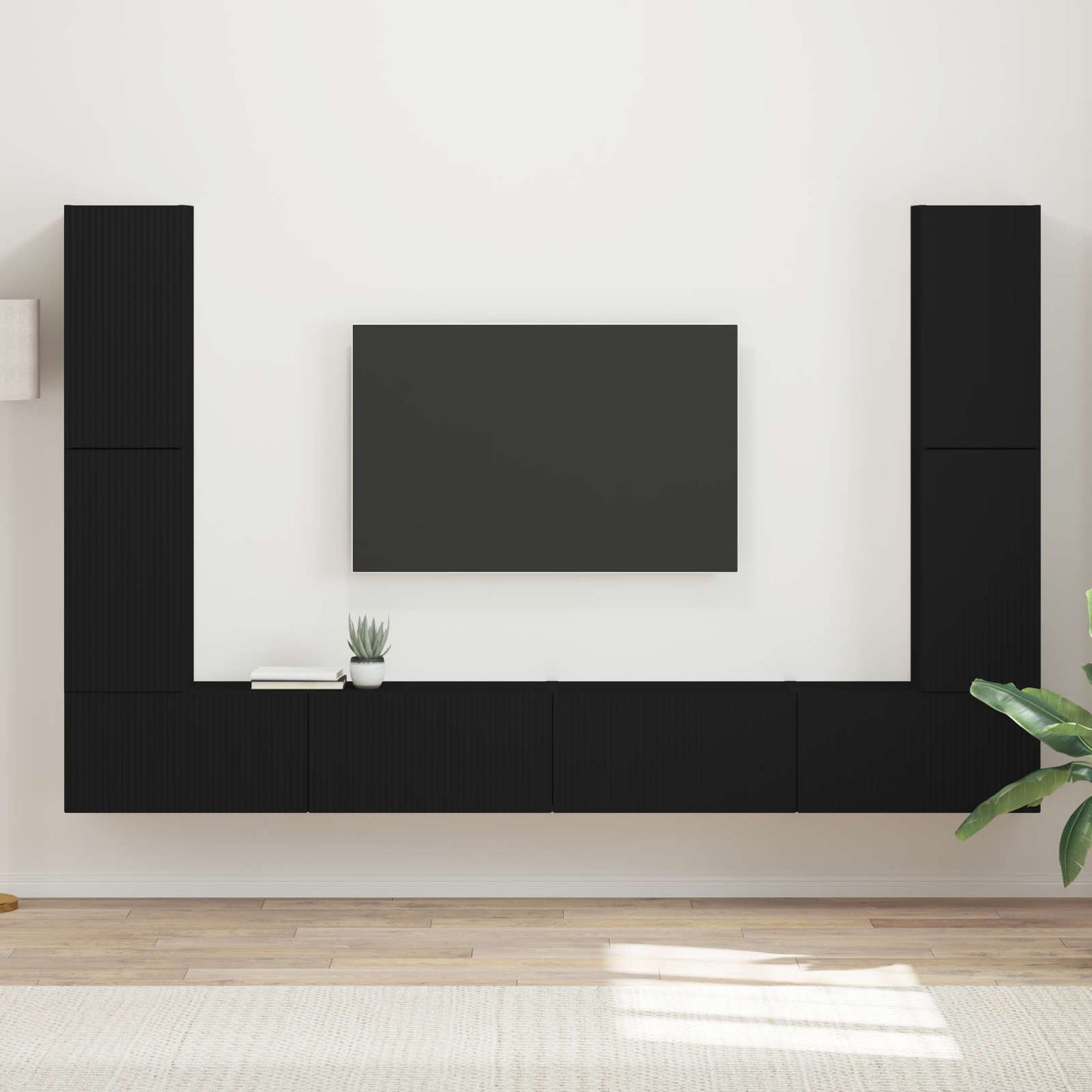 Set mobile TV 8 pcs Nero Legno multistrato