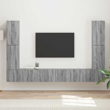 Set mobile TV 8 pcs Grigio Sonoma Legno multistrato