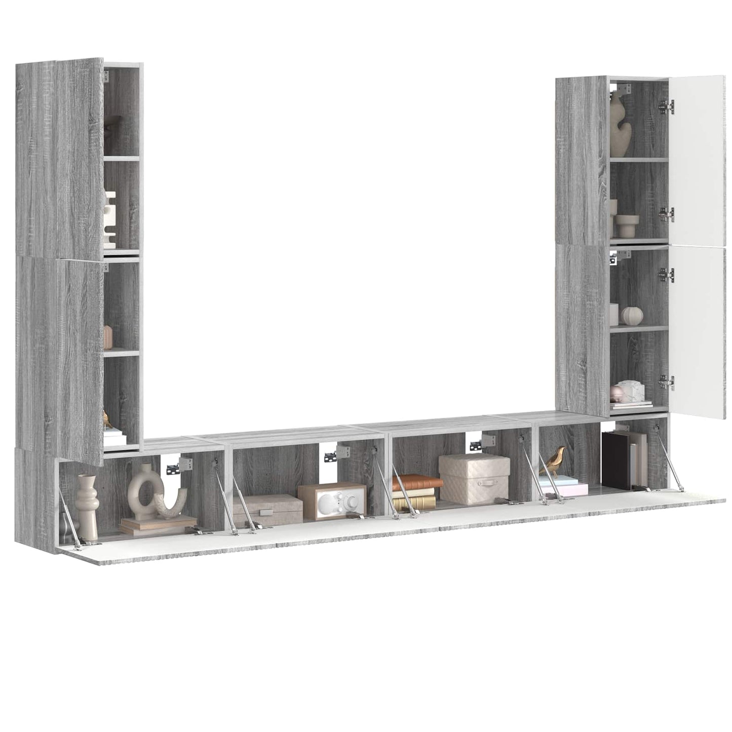 Set mobile TV 8 pcs Grigio Sonoma Legno multistrato