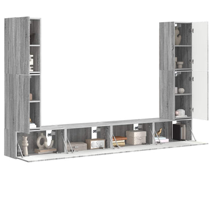 Set mobile TV 8 pcs Grigio Sonoma Legno multistrato