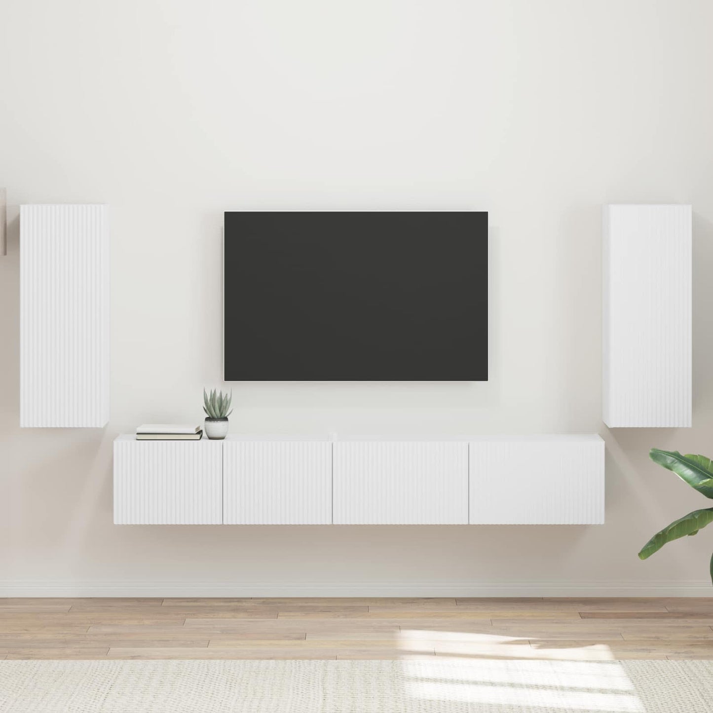 Set mobile TV 4 pcs Bianco Legno multistrato