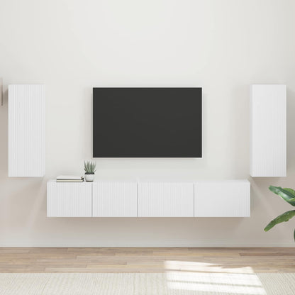 Set mobile TV 4 pcs Bianco Legno multistrato