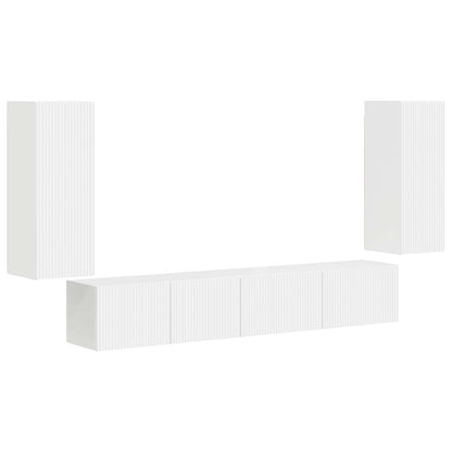 Set mobile TV 4 pcs Bianco Legno multistrato