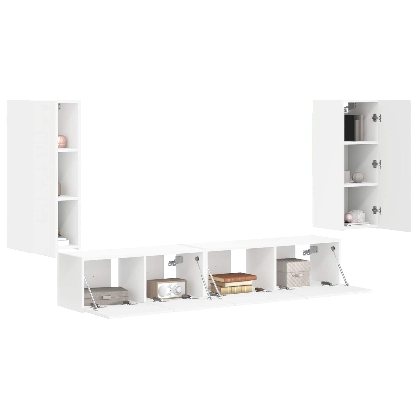 Set mobile TV 4 pcs Bianco Legno multistrato