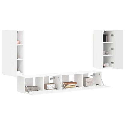Set mobile TV 4 pcs Bianco Legno multistrato