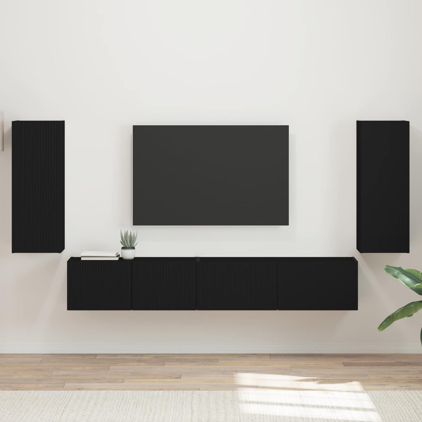 Set mobile TV 4 pcs Nero Legno multistrato