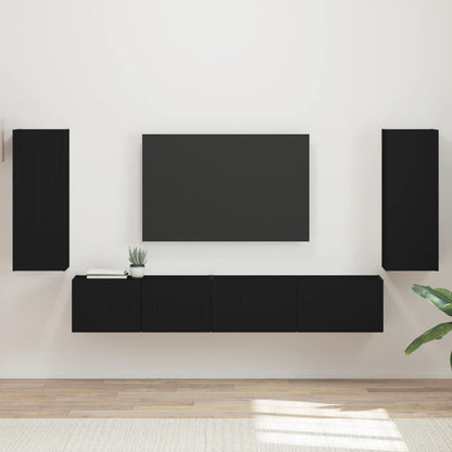 Set mobile TV 4 pcs Nero Legno multistrato