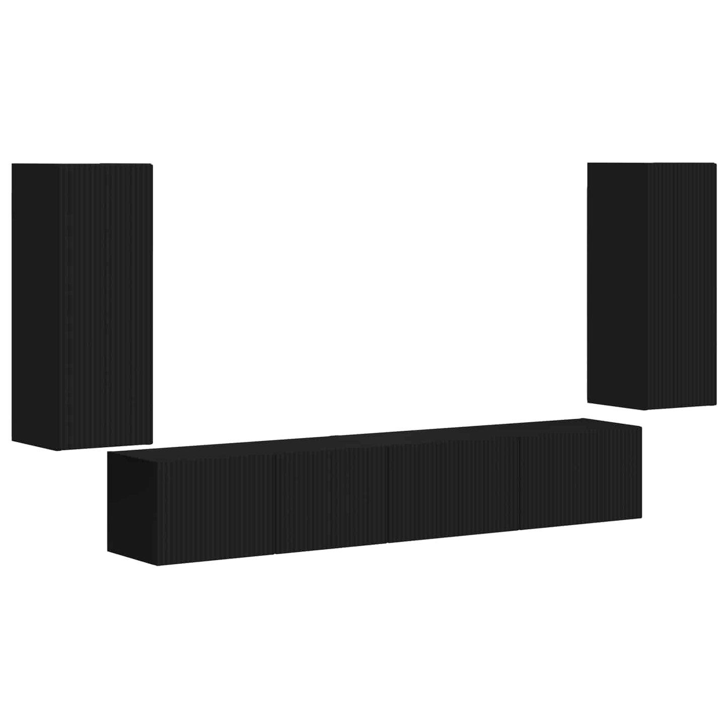 Set mobile TV 4 pcs Nero Legno multistrato