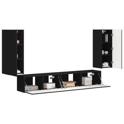 Set mobile TV 4 pcs Nero Legno multistrato
