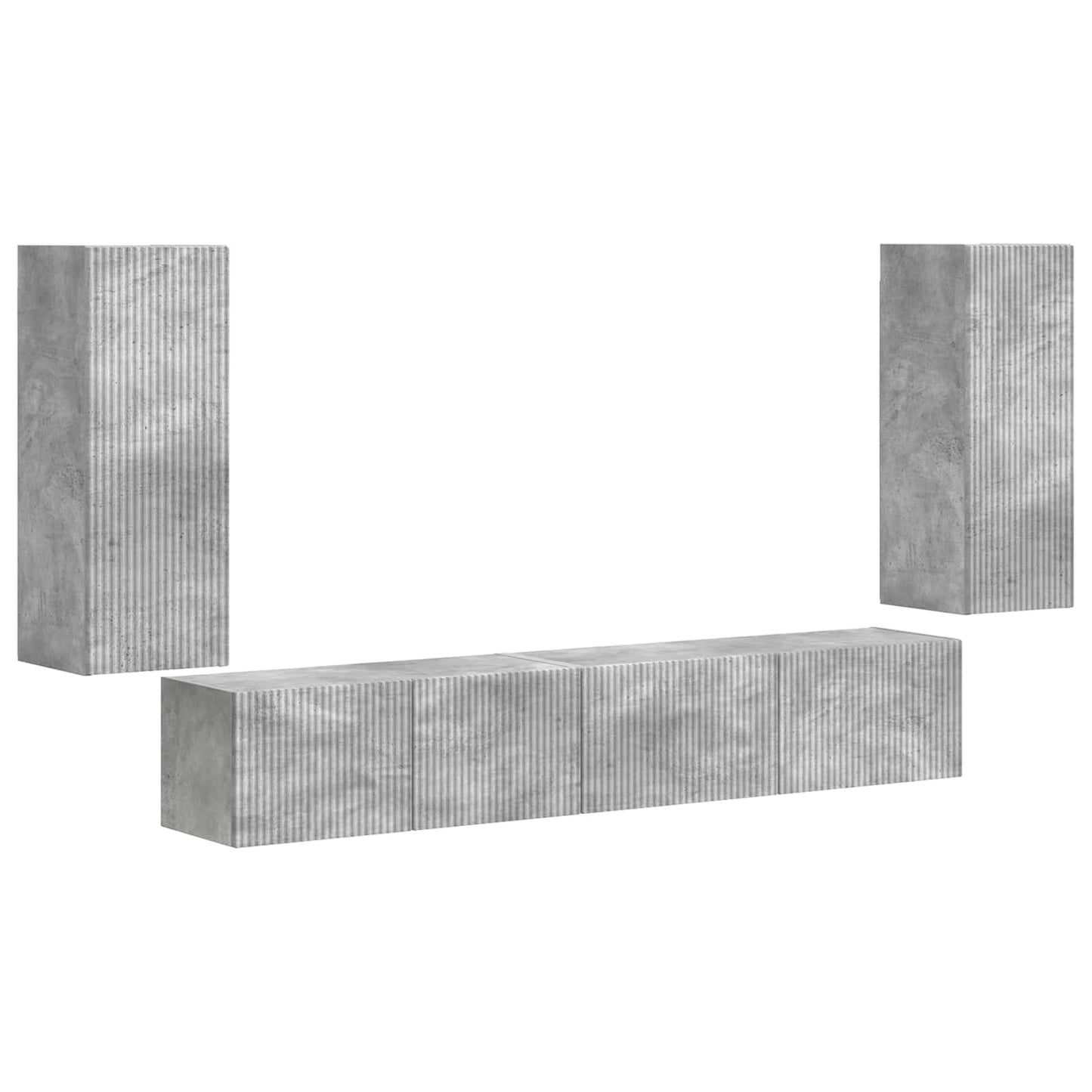 Set mobile TV 4 pcs Grigio cemento Legno multistrato