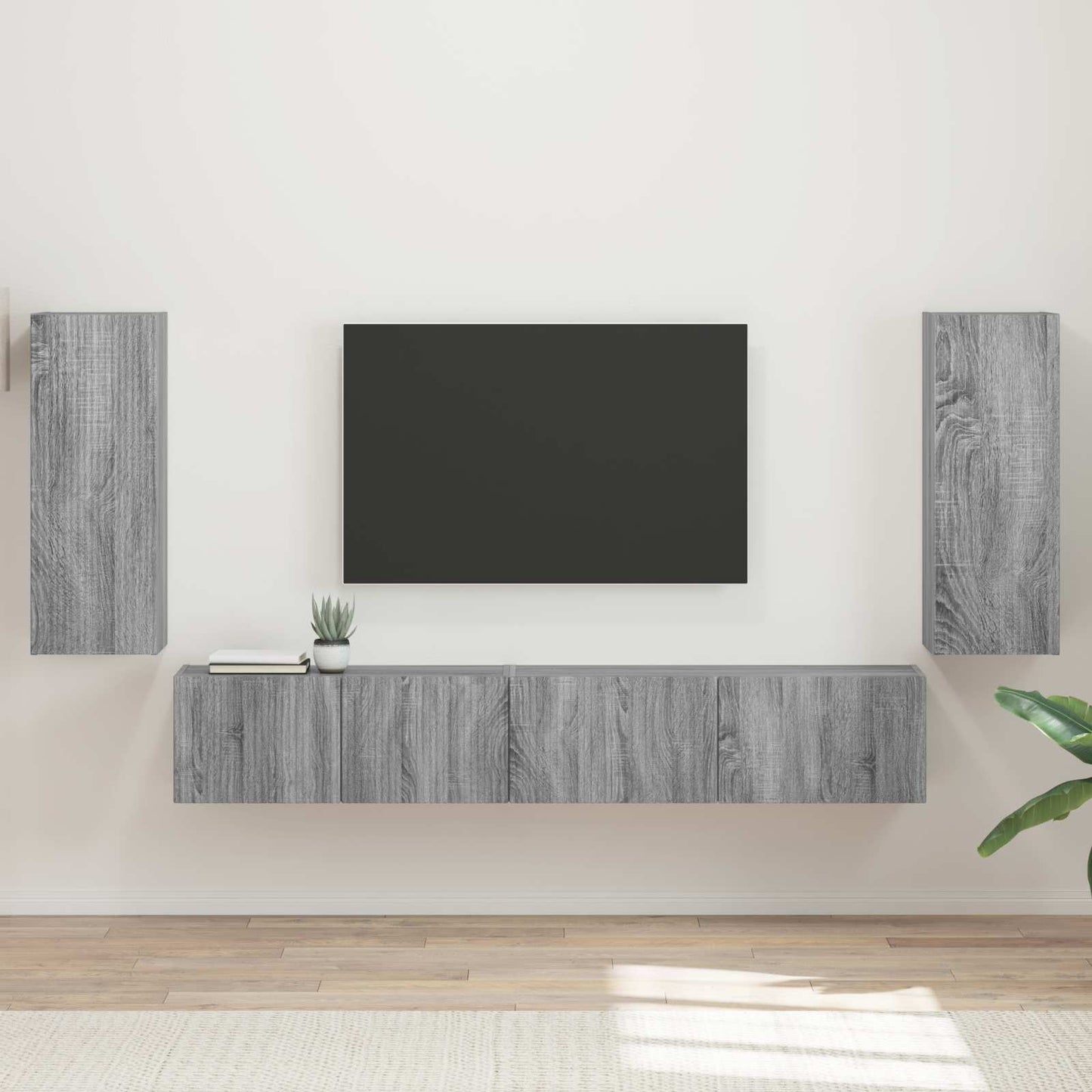 Set mobile TV 4 pcs Grigio Sonoma Legno multistrato