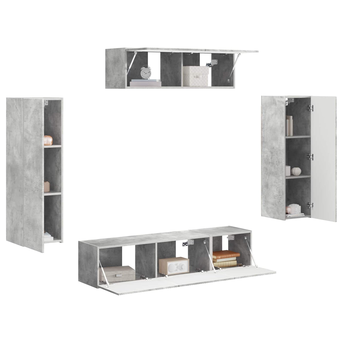 Mobile TV 5 pcs Grigio cemento