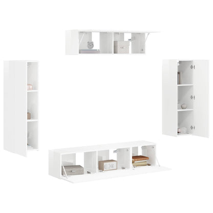 Mobile TV 5 pcs Bianco Lucido