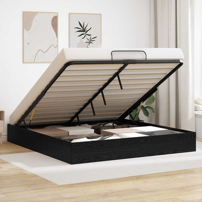 Letto ottomano con archiviazione Rovere Nero 203 x 160 x 25 cm