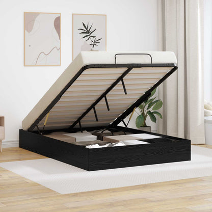 Letto ottomano con archiviazione Rovere Nero 203 x 150 x 25 cm