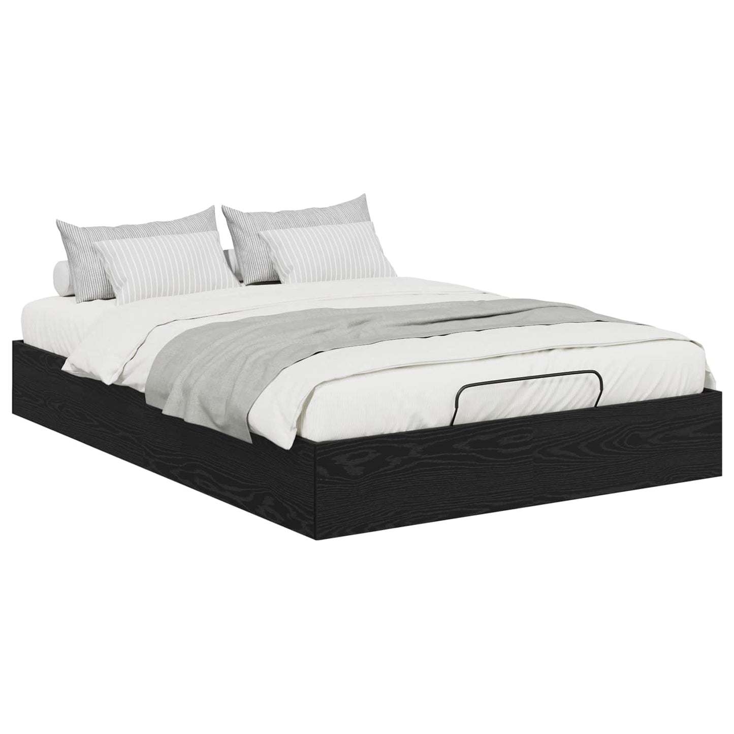Letto ottomano con archiviazione Rovere Nero 203 x 150 x 25 cm