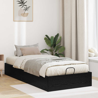 Letto ottomano con archiviazione Rovere Nero 203 x 100 x 25 cm