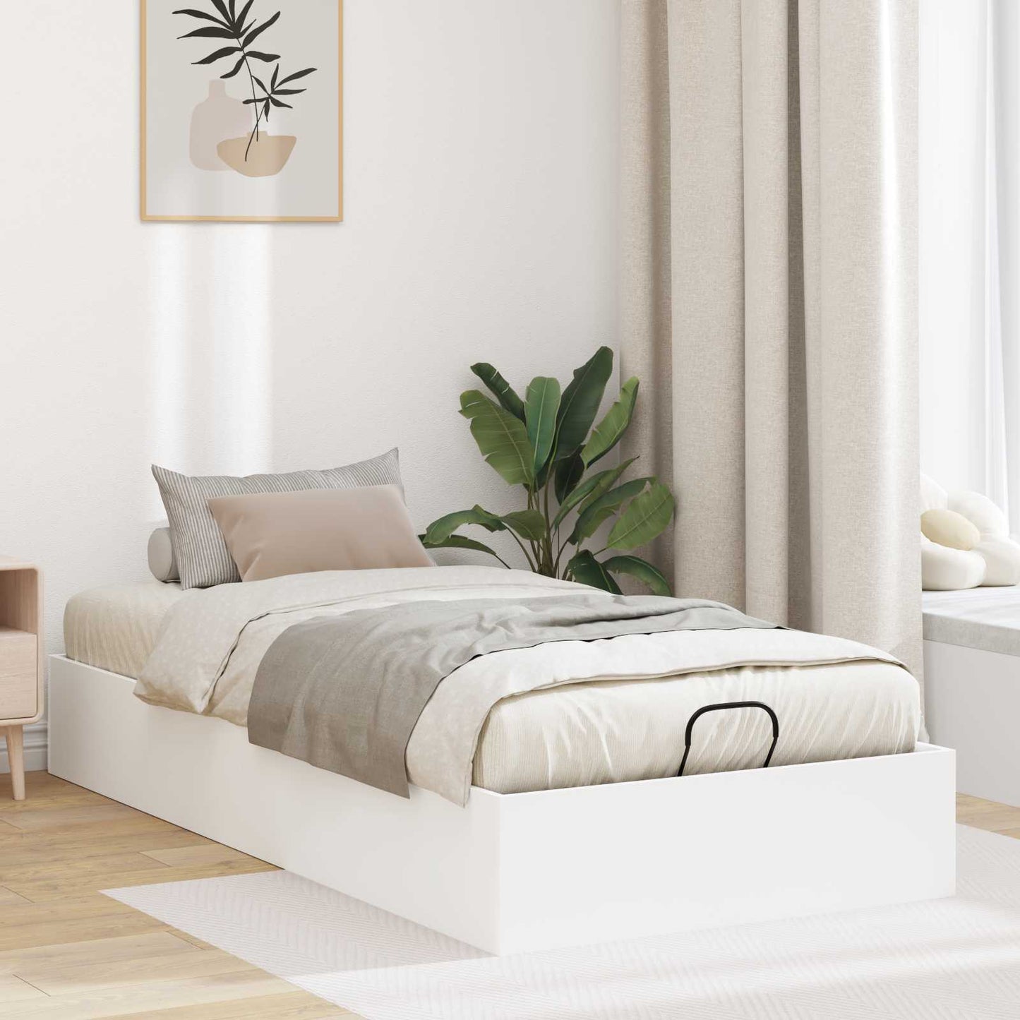 Letto ottomano Bianco 203 x 90 x 25 cm Legno ingegnerizzato