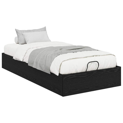 Letto ottomano con archiviazione Rovere Nero 203 x 90 x 25 cm