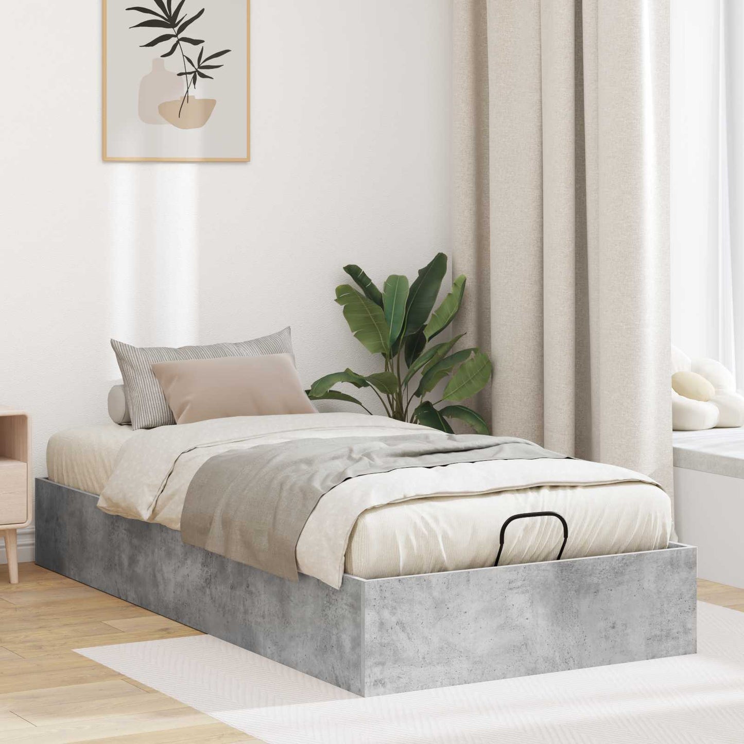 Letto ottomano Grigio Cemento 90 x 200 cm Legno ingegnerizzato