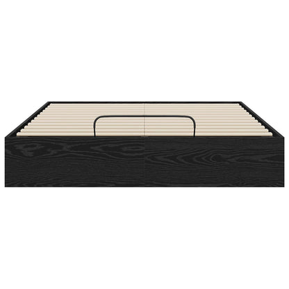 Letto ottomano con archiviazione Rovere Nero 193 x 140 x 25 cm