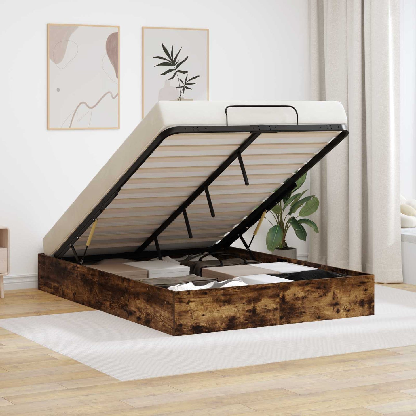Letto ottomano Quercia Affumicata 193 x 135 x 25 cm