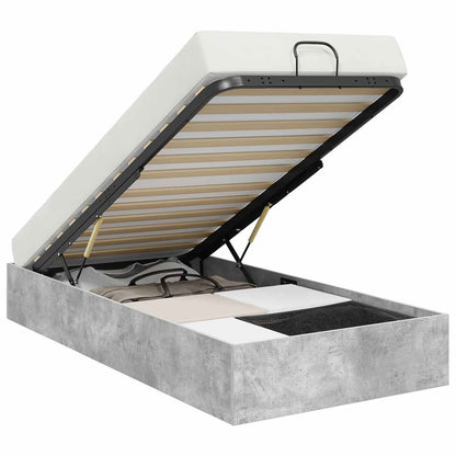Letto ottomano con archiviazione Grigio Cemento 75,5 x 190 cm