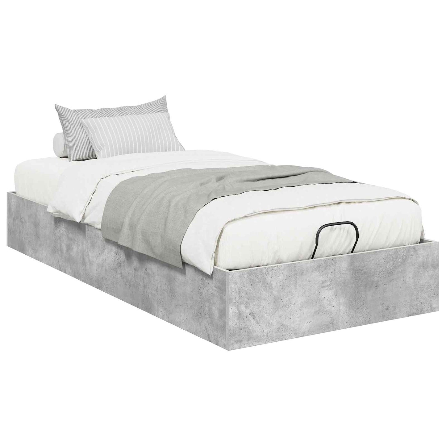 Letto ottomano con archiviazione Grigio Cemento 75,5 x 190 cm