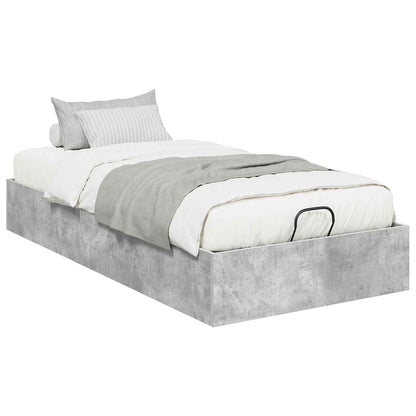Letto ottomano con archiviazione Grigio Cemento 75,5 x 190 cm