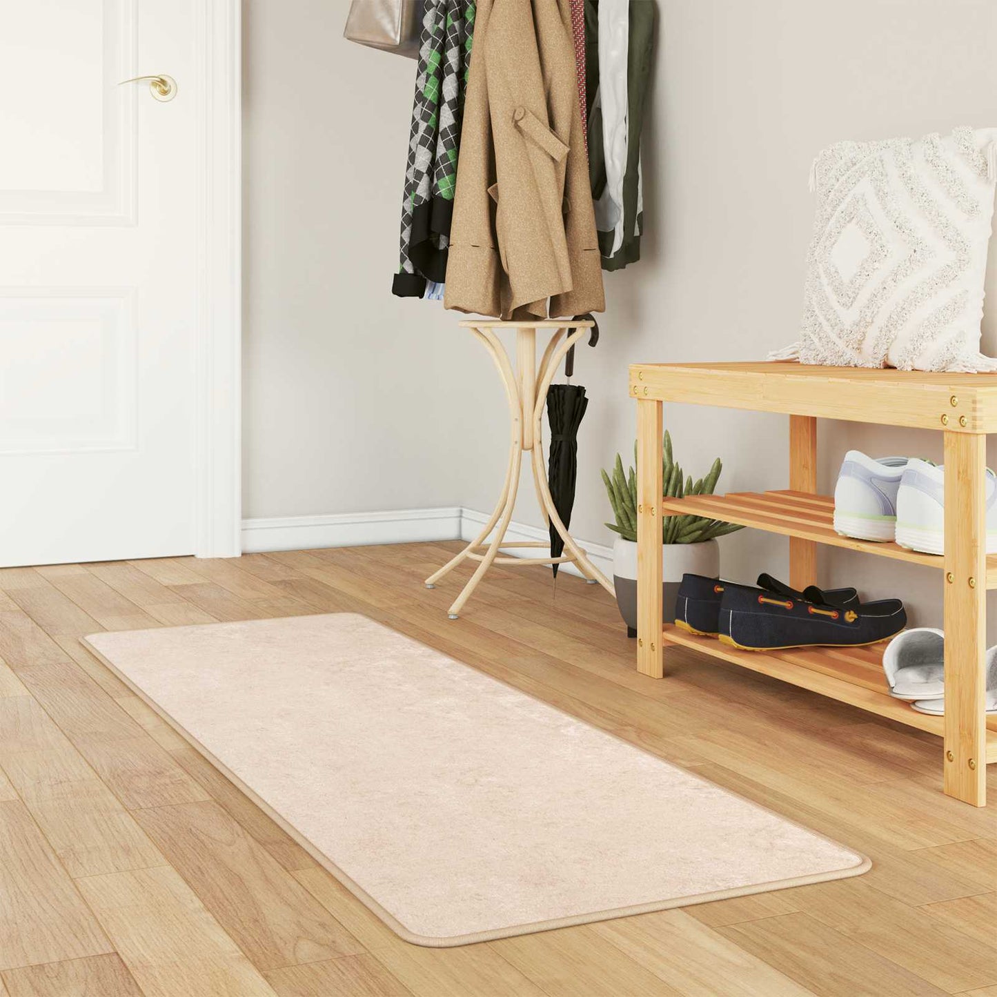 Runner Tappeto MARSA Crema 200 x 50 cm Poliestere e PVC