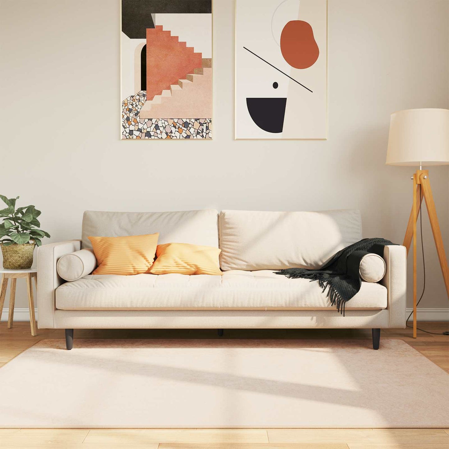 Runner Tappeto MARSA Crema 170 x 120 cm Poliestere e PVC