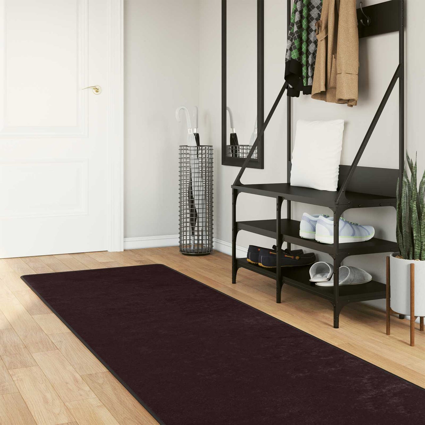 Runner Tappeto MARSA Antracite 350 x 80 cm Poliestere e PVC