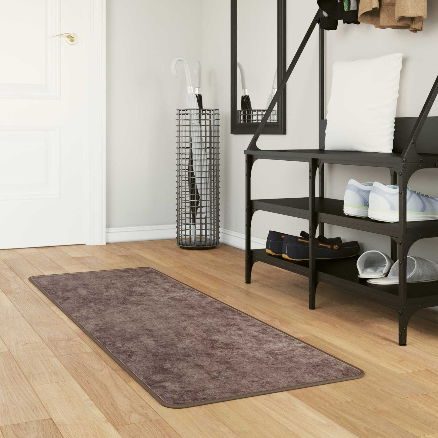Runner Tappeto MARSA Grigio 150 x 50 cm Poliestere e PVC