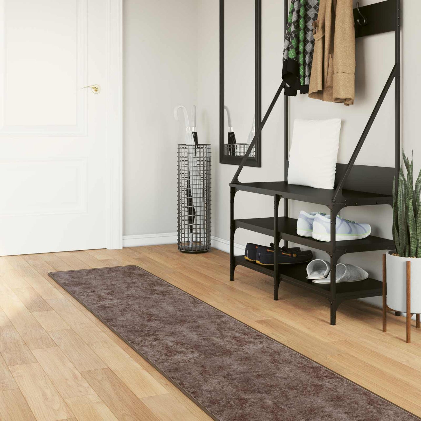 Runner Tappeto MARSA Grigio 250 x 50 cm Poliestere e PVC