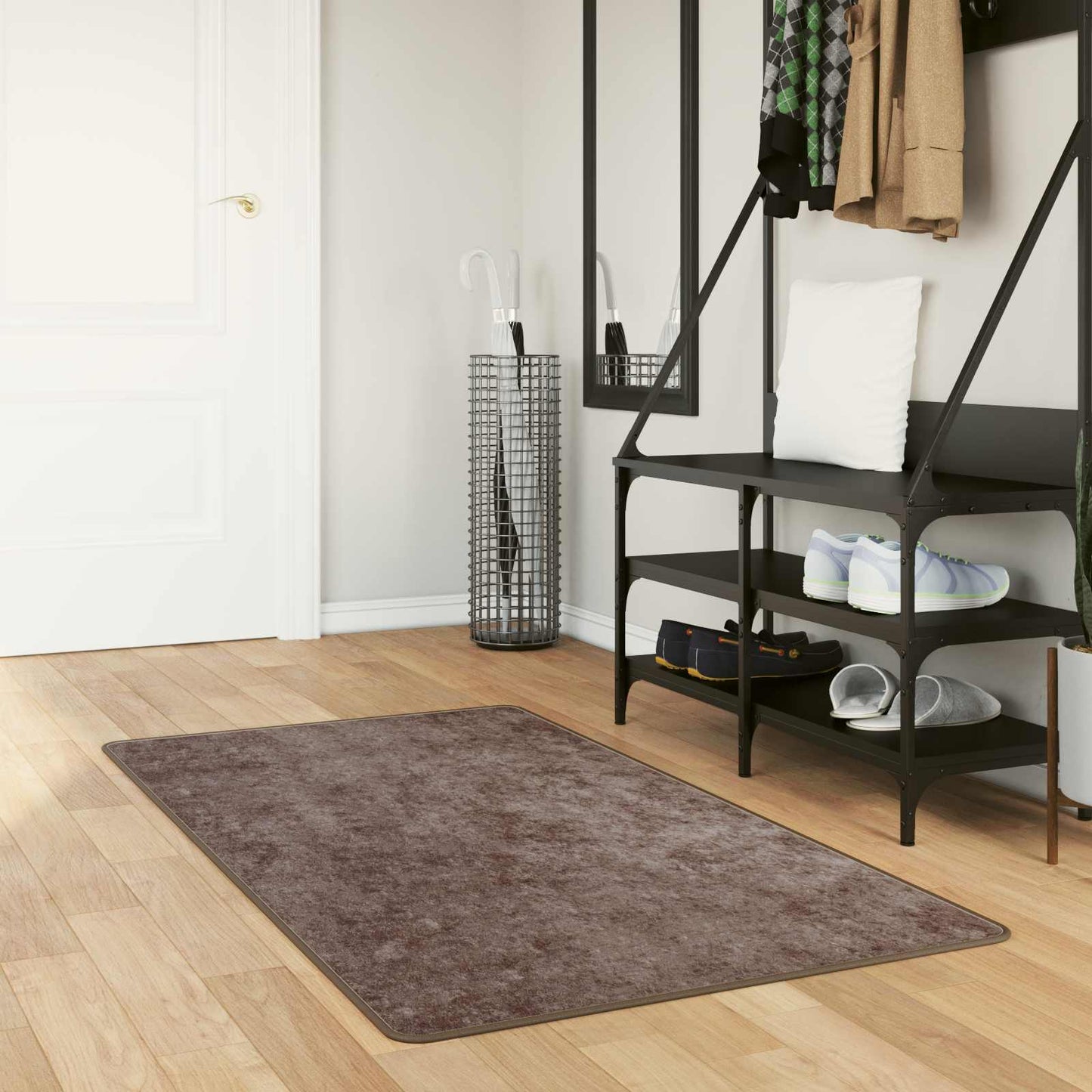 Runner Tappeto MARSA Grigio 100 x 80 cm Poliestere e PVC