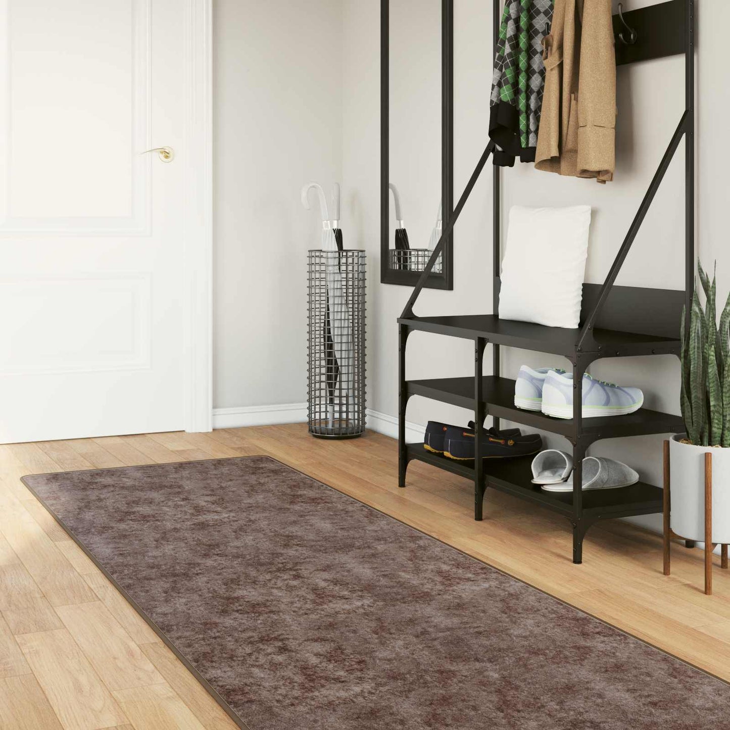 Runner Tappeto MARSA Grigio 250 x 80 cm Poliestere e PVC