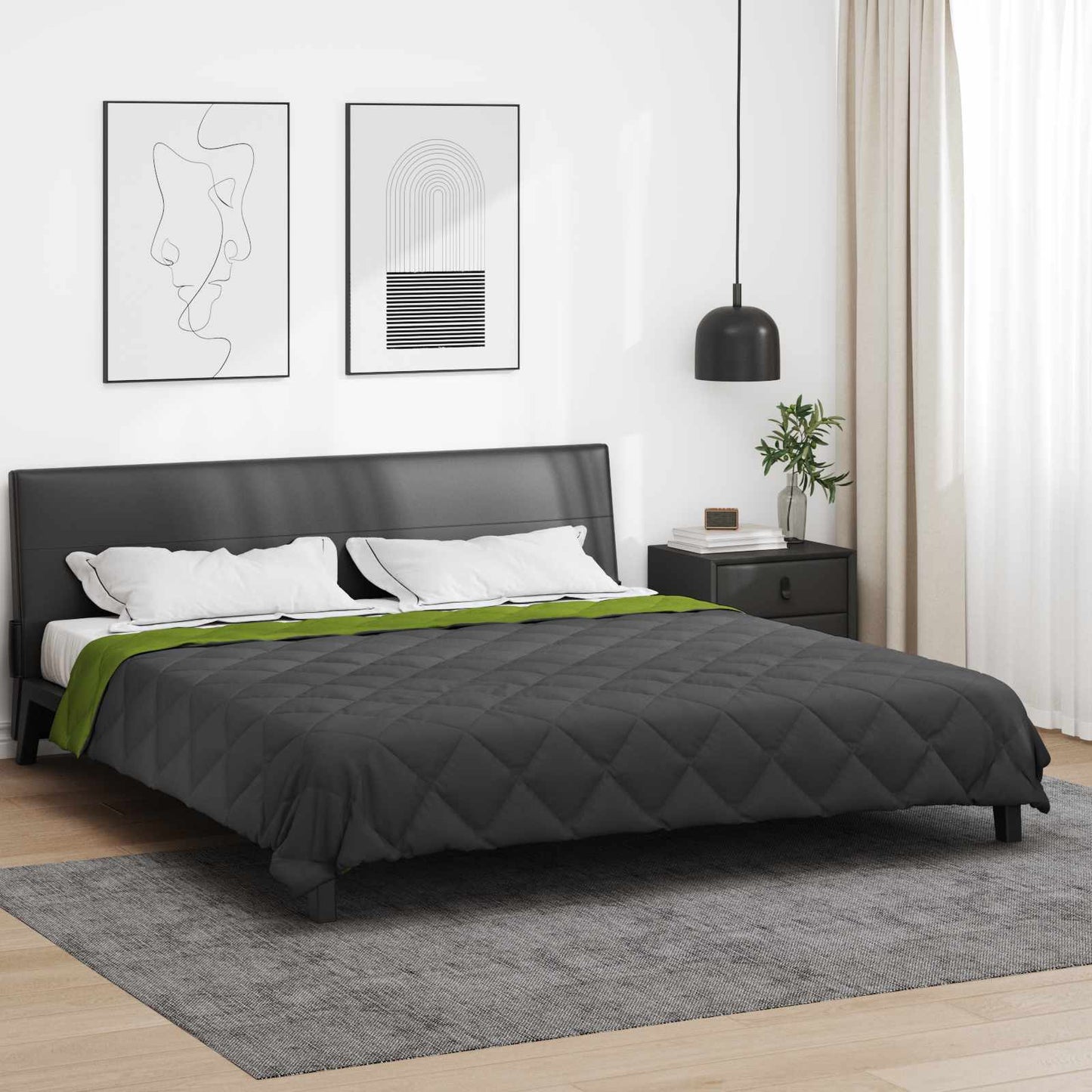 Duvet Estivo Verde e Antracite 220 x 260 cm Microfibra
