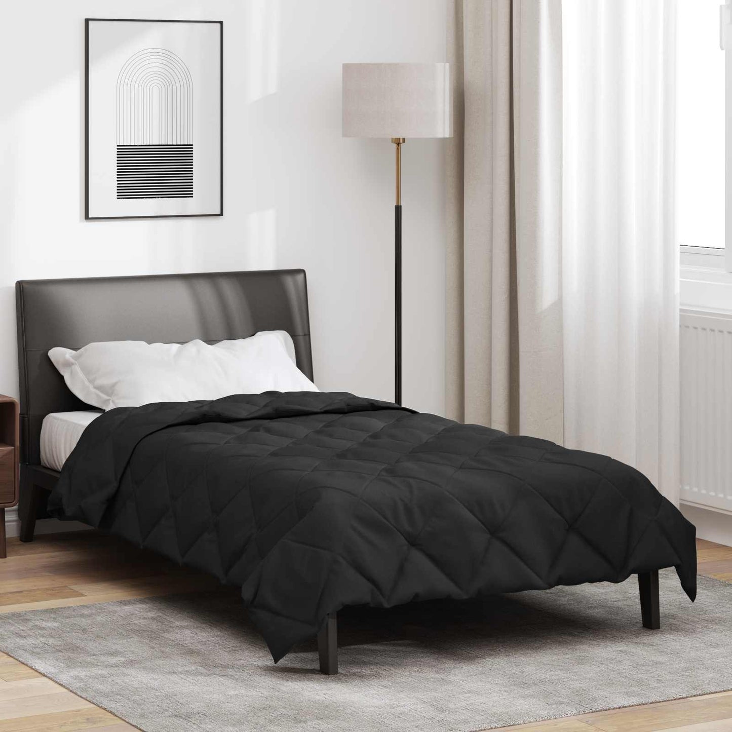 Duvet Estivo Nero 220 x 140 cm Microfibra